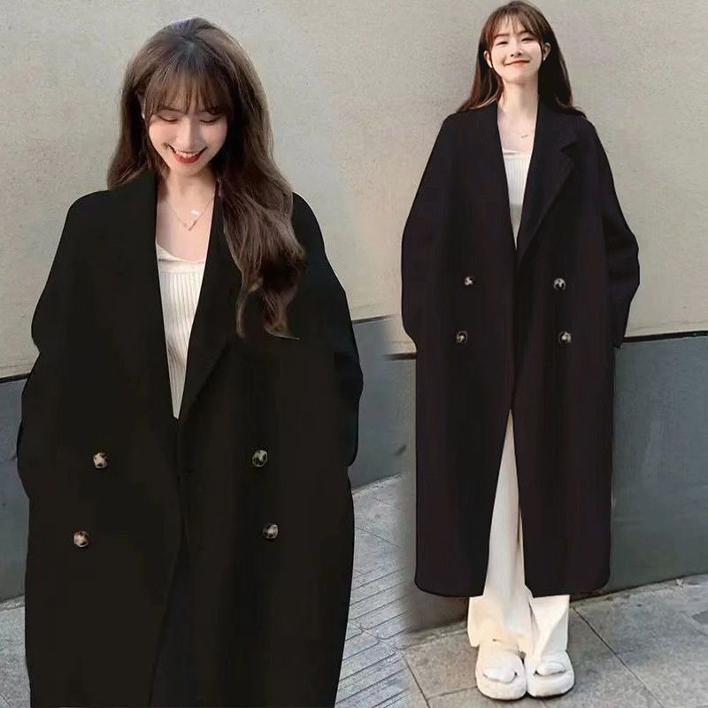 여성용 한국 가을 겨울 우아한 블랙 오버코트 스웨터 플 - Winter Clothing Pk 리뷰 및 가격
